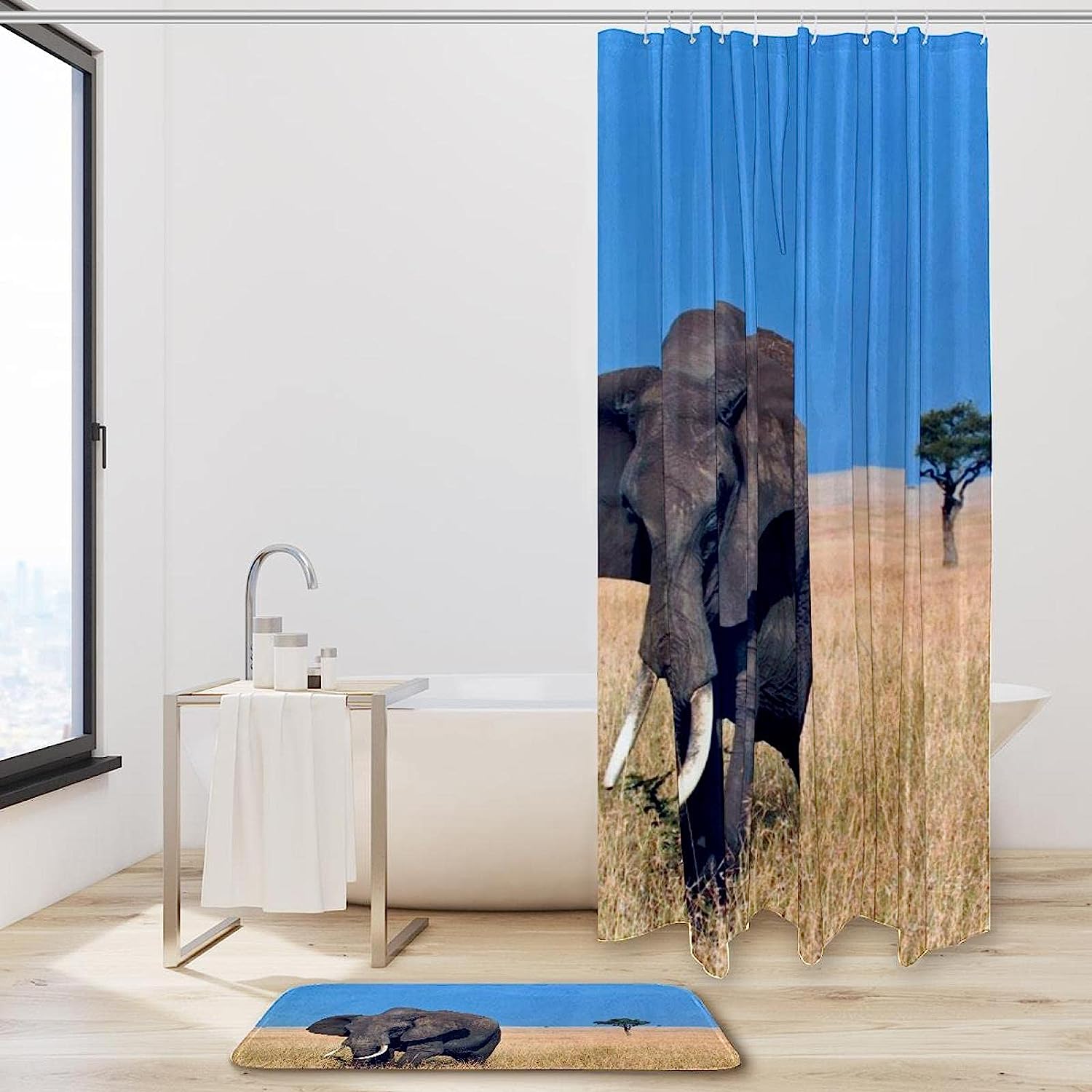 Stunning Elephant Pattern Waterproof Shower Curtain For Your Bathroom