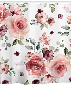 Stunning Goodbath Floral Shower Curtain With Blossoming Rose Flowers - Waterproof And Durable - Perfect For Any Bathroom