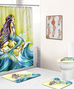 Stunning Mermaid Art Design Fabric Shower Curtain for Stylish Bathroom Dcor