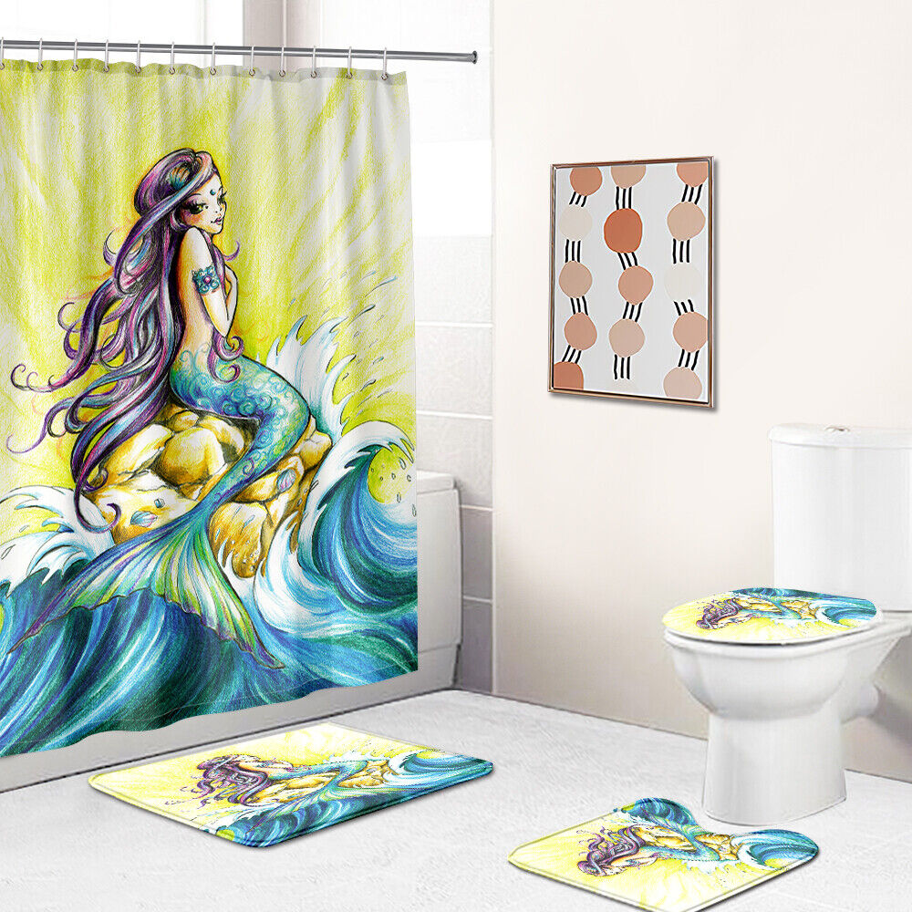 Stunning Mermaid Art Design Fabric Shower Curtain for Stylish Bathroom Dcor