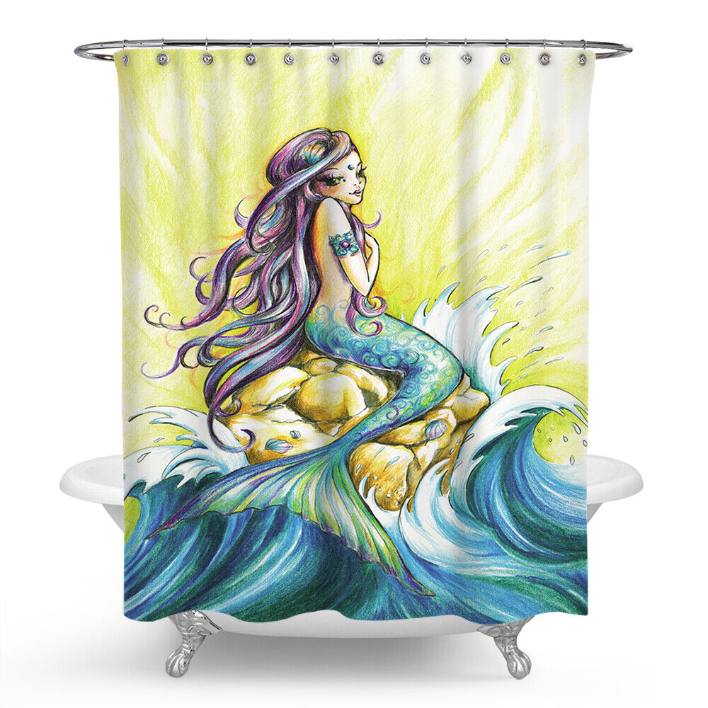 Stunning Mermaid Art Design Fabric Shower Curtain for Stylish Bathroom Dcor