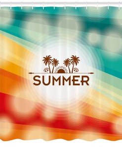Stunning Palm Tree Sun Holiday Print Shower Curtain for Bathroom