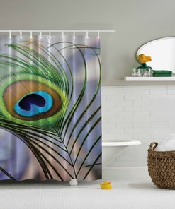 Stunning Peacock Feather Tropical Shower Curtain for a Natural and Elegant Bathroom
