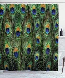 Stunning Peacock Tail Feathers Artwork Shower Curtain - Vibrant Bathroom Decor