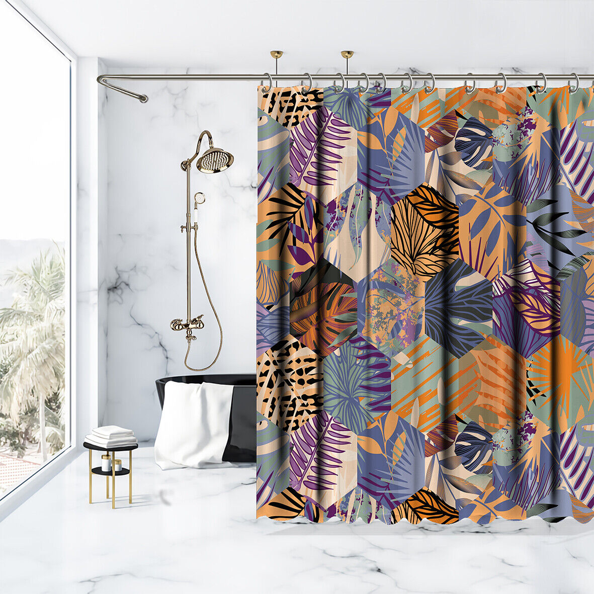 Stunning Plants Palm Leaves Shower Curtain for a Refreshing Tropical Bathroom Decor