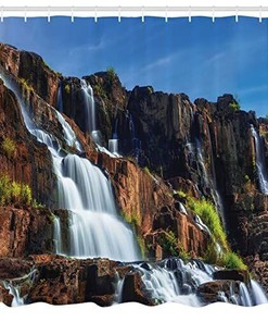 Stunning Rainforest Shower Curtain with Pongour Waterfall for a Natural and Majestic Bathroom