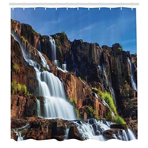 Stunning Rainforest Shower Curtain with Pongour Waterfall for a Natural and Majestic Bathroom