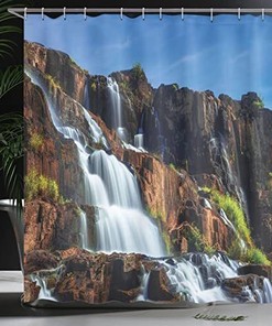 Stunning Rainforest Shower Curtain with Pongour Waterfall for a Natural and Majestic Bathroom