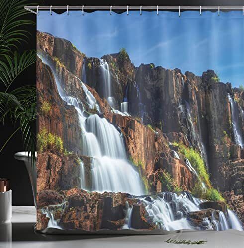Stunning Rainforest Shower Curtain with Pongour Waterfall for a Natural and Majestic Bathroom