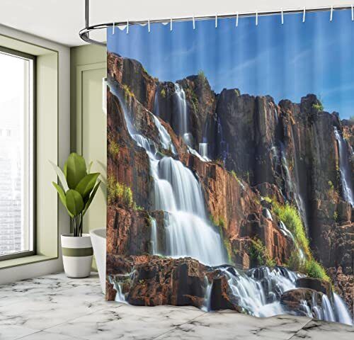 Stunning Rainforest Shower Curtain with Pongour Waterfall for a Natural and Majestic Bathroom
