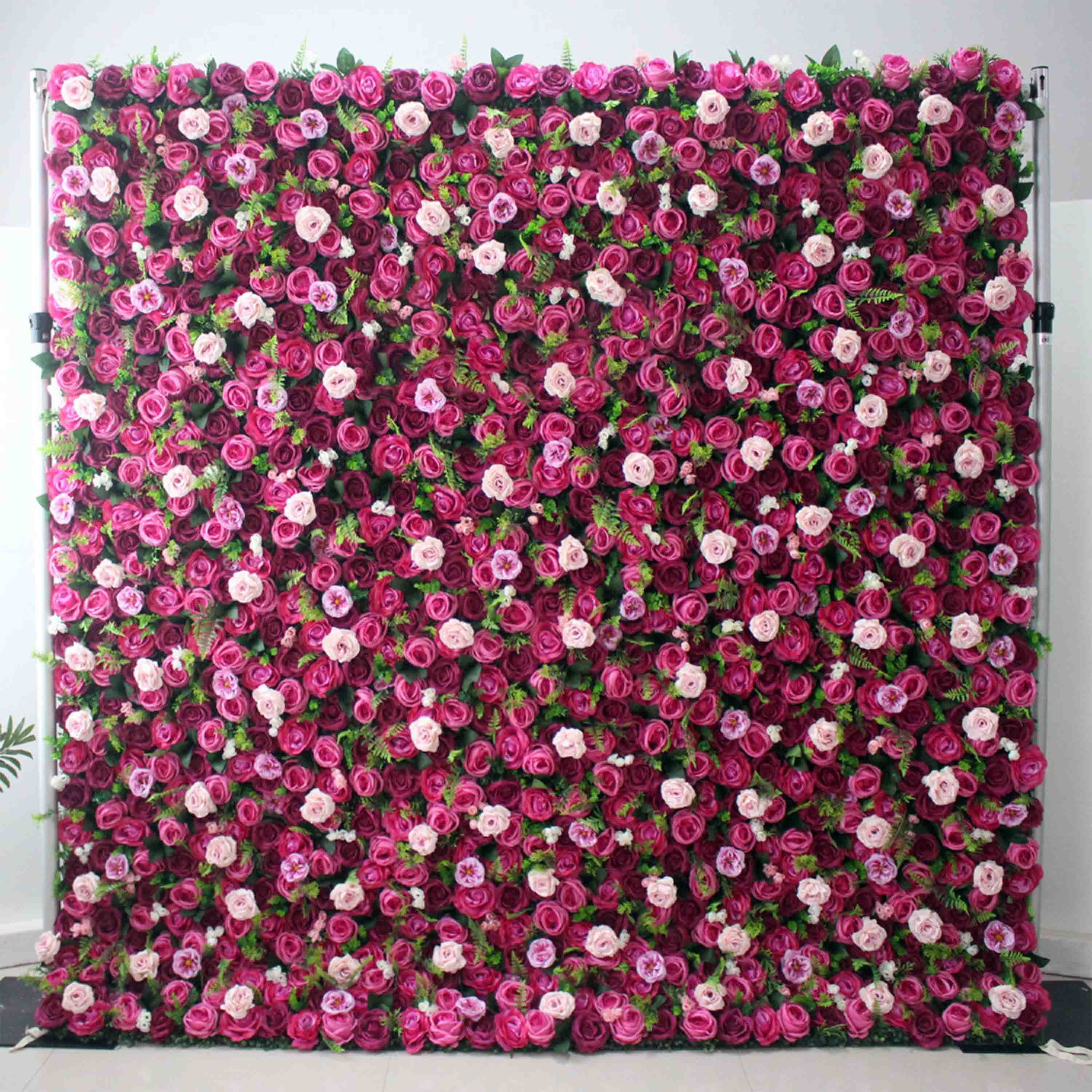 Stunning Rose Red Flowers Roll Up Curtain for Wedding or Shower Decor