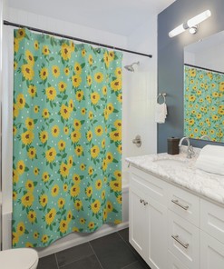 Stunning Sunflower Print Shower Curtain to Elevate Your Bathroom Style