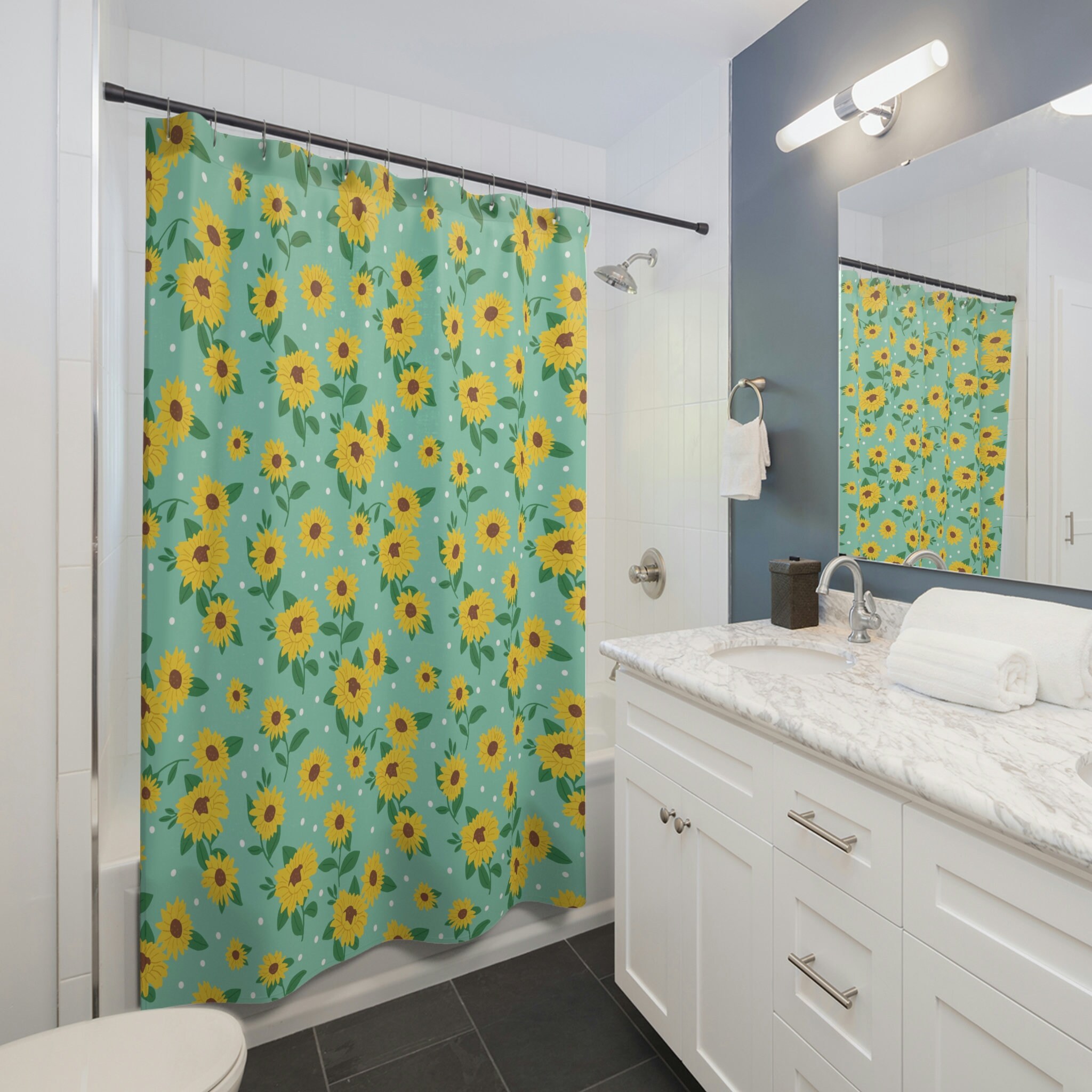 Stunning Sunflower Print Shower Curtain to Elevate Your Bathroom Style