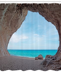 Stunning Tropic Shower Curtain with Mediterranean Beach Print