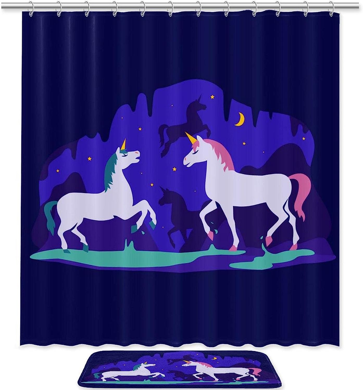Stunning Unicorn Print Shower Curtain for Bathroom Decor