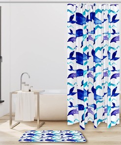 Stunning Watercolor Blue Whale and Dolphin Shower Curtain for Your Modern Bathroom