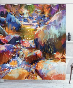 Stunning Waterfall River Scene Shower Curtain To Add Serenity To Your Bathroom