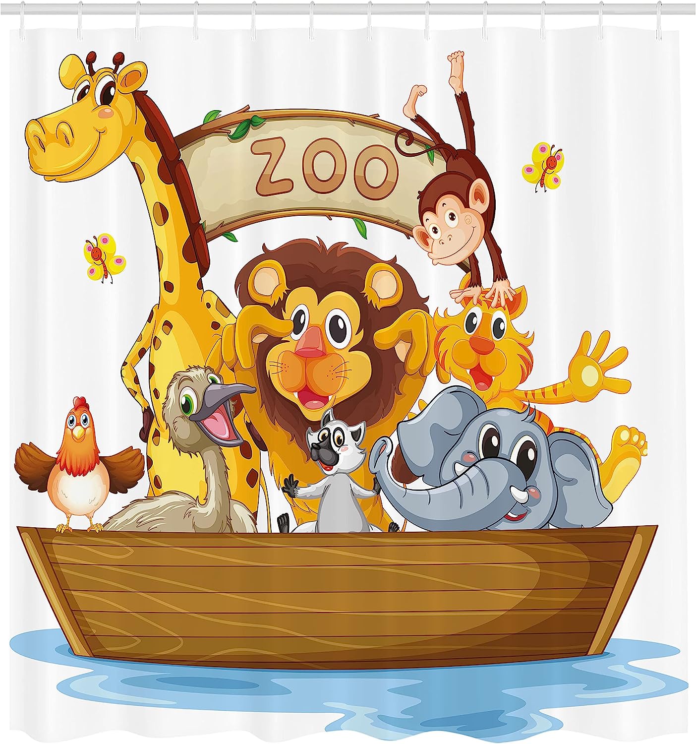 Style Animals Zoo Theme Shower Curtain - Cloth Fabric Bathroom Decors - Image 2