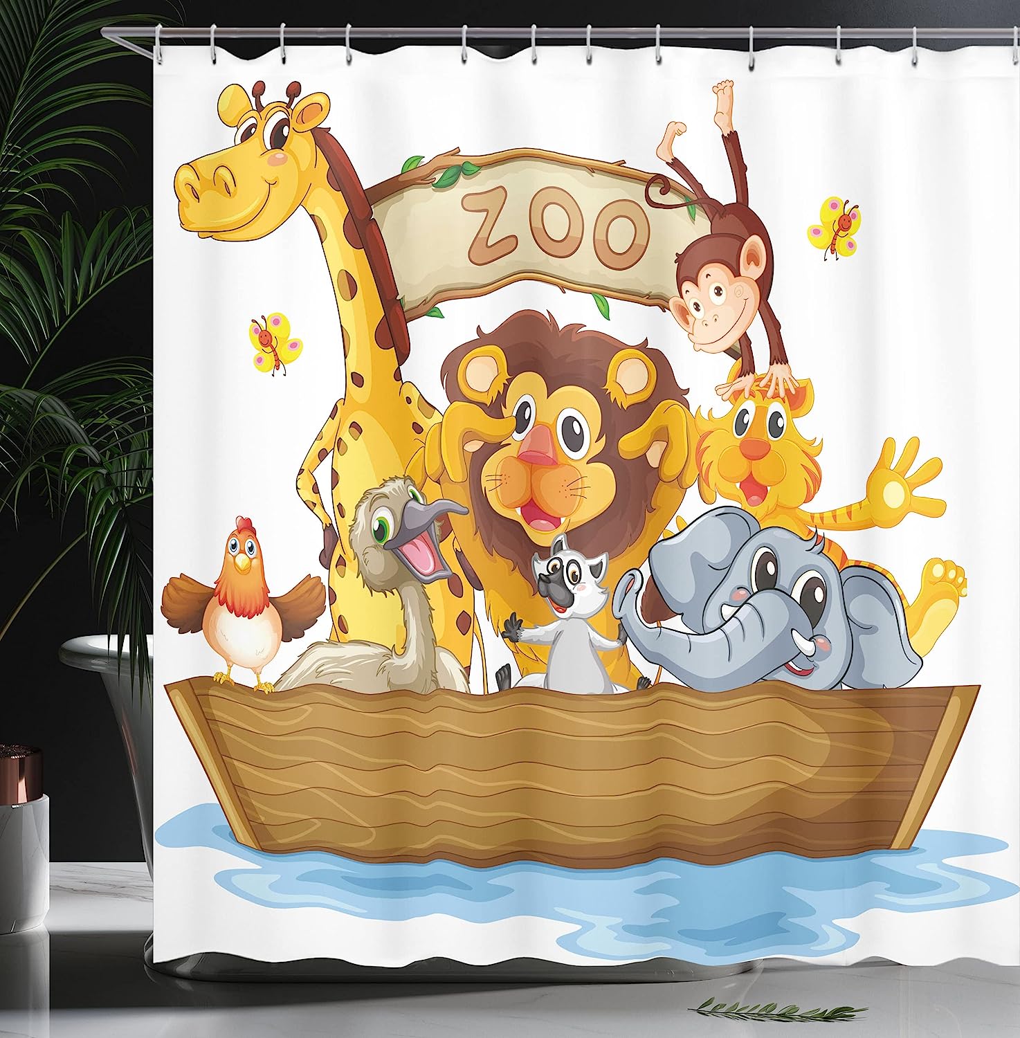 Style Animals Zoo Theme Shower Curtain - Cloth Fabric Bathroom Decors - Image 3