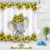 Style Cute Little Elephant Baby Shower Sunflower Curtain