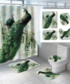 Stylish 3D Peacock Bird Animal Print Shower Curtain For Your Bathroom