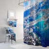 Stylish Abstract Bathroom Curtain With Violet Geometric Pattern