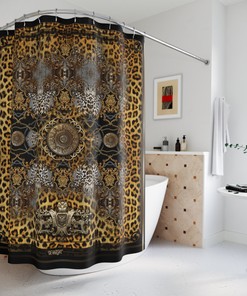 Stylish Baroque Leopard Print Shower Curtain, Add A Touch Of Animal Print To Your Bathroom Decor