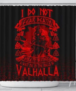 Stylish Bathroom Shower Curtain with Warrior Valhalla Pattern, Waterproof Fabric for Bathroom Decor