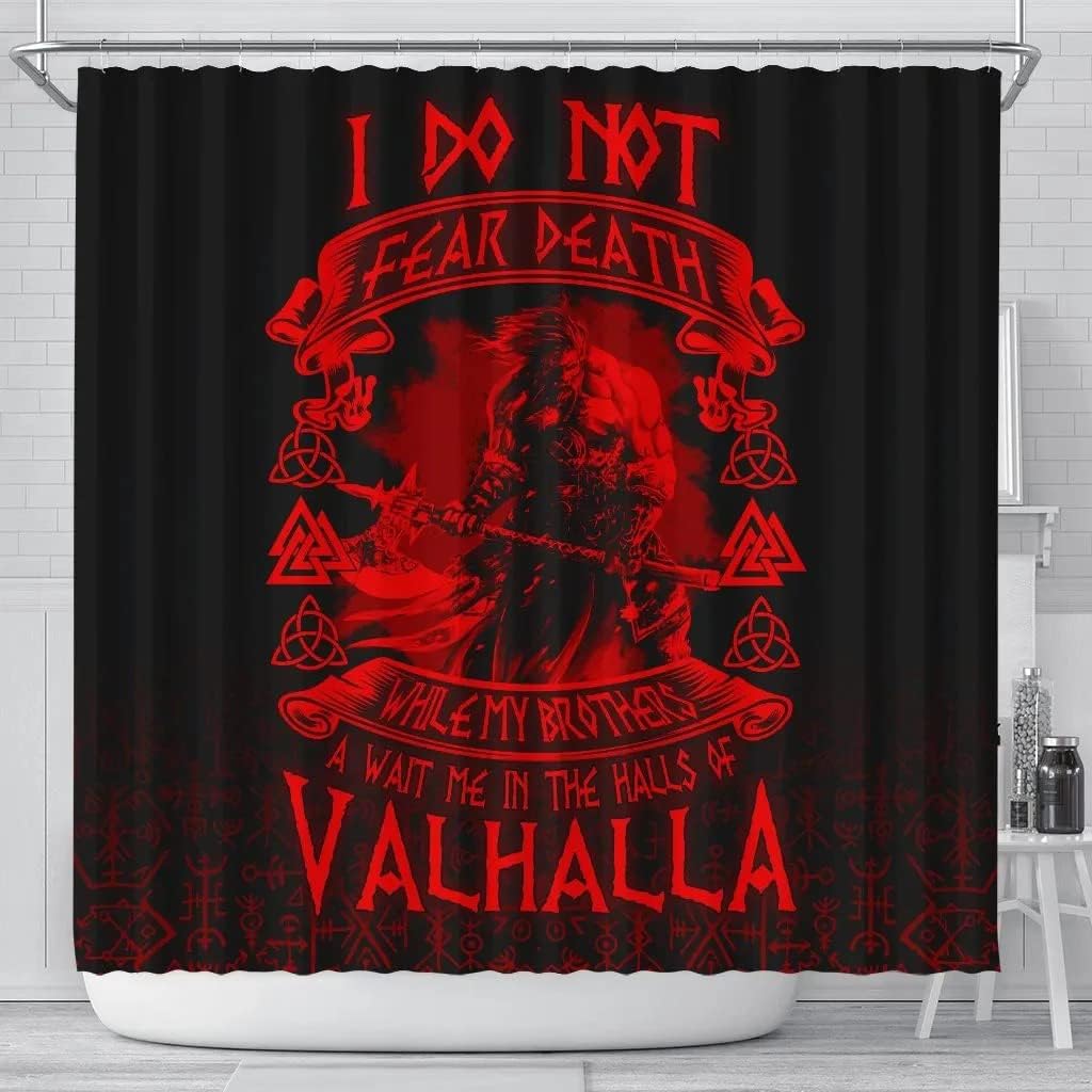 Stylish Bathroom Shower Curtain with Warrior Valhalla Pattern, Waterproof Fabric for Bathroom Decor