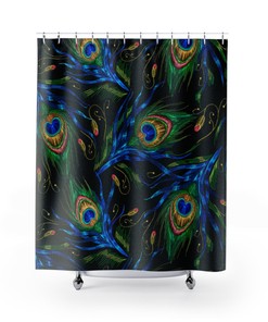 Stylish Custom Shower Curtain with Peacock Feathers for Bathroom