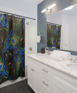 Stylish Custom Shower Curtain with Peacock Feathers for Bathroom