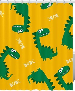 Stylish Dino Pattern Shower Curtain For A Unique Bathroom