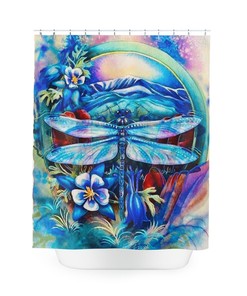Stylish Dragonfly Pattern Fabric Shower Curtain For Bathroom