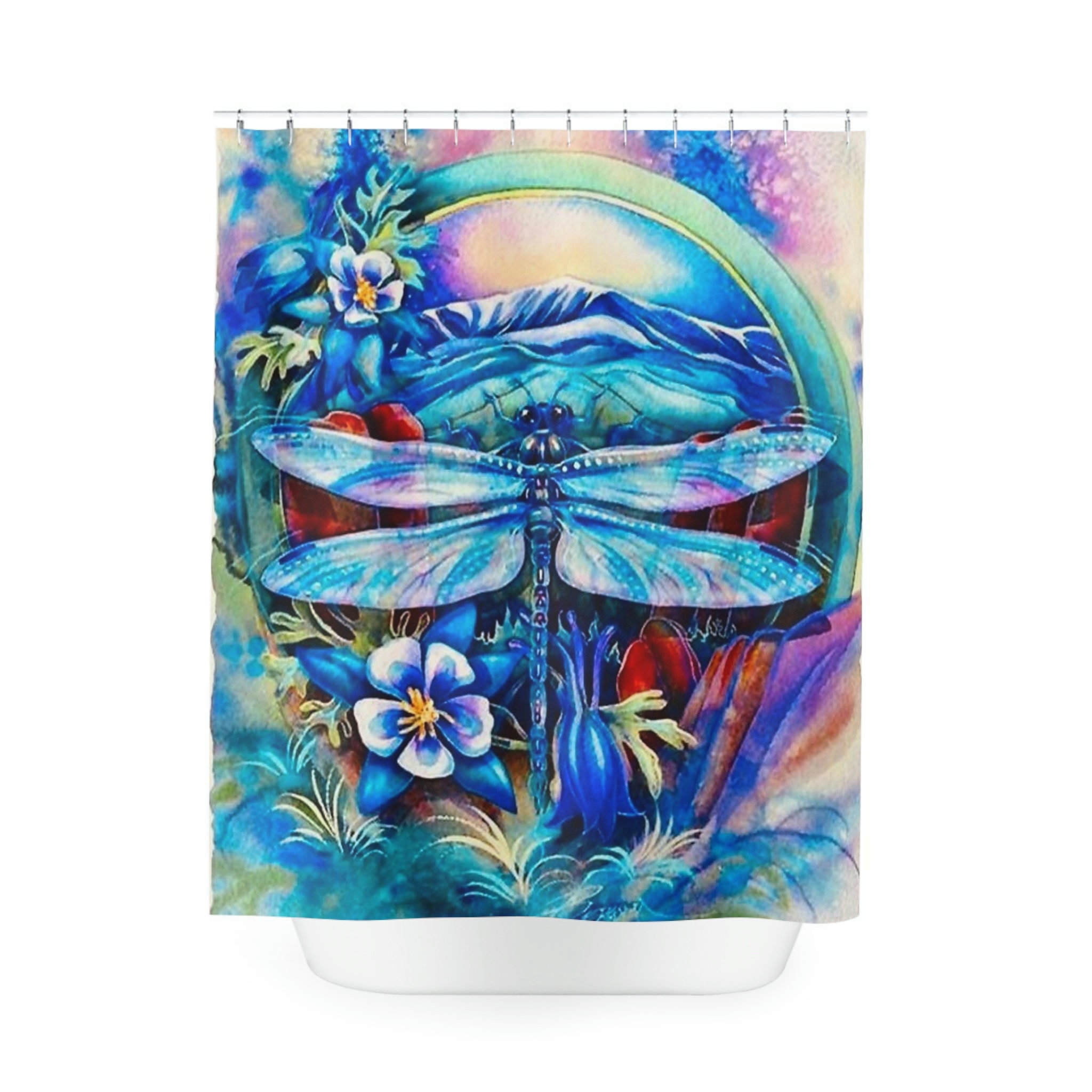 Stylish Dragonfly Pattern Fabric Shower Curtain For Bathroom