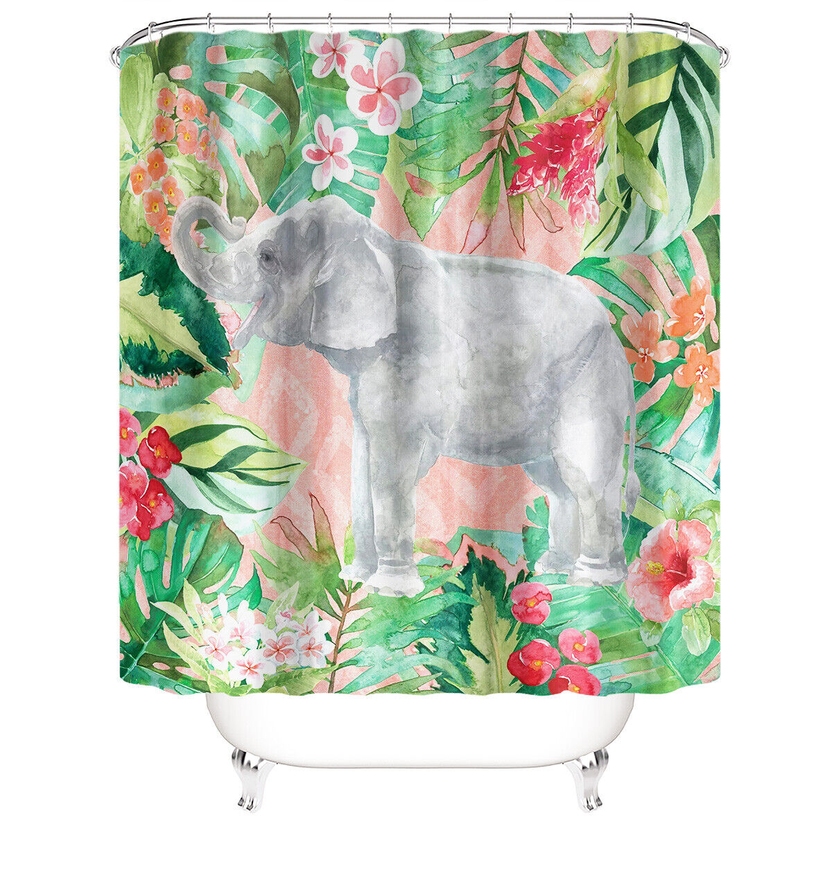 Stylish Elephant Floral Shower Curtain For Your Bathroom