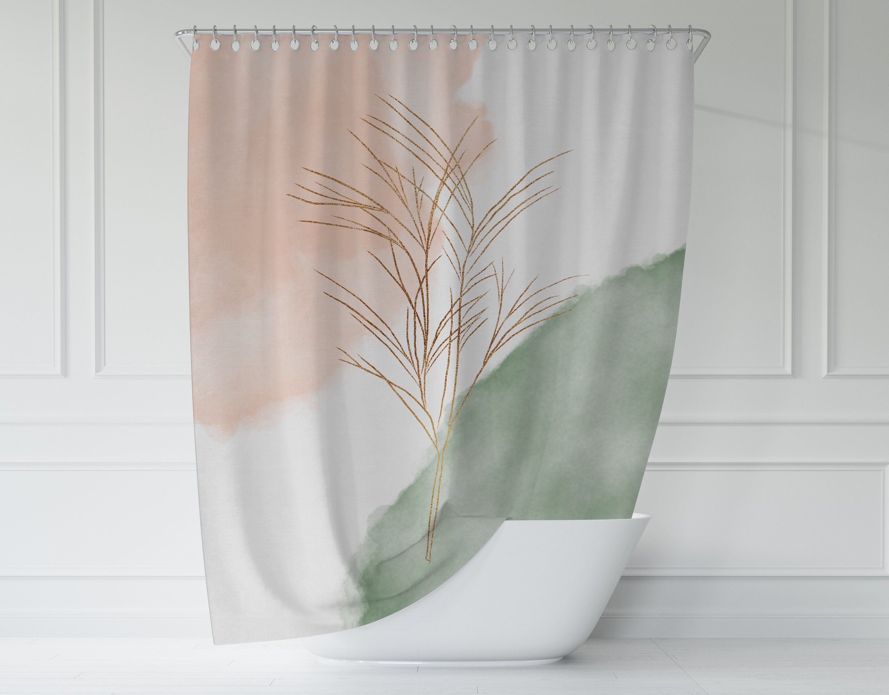 Stylish Floral Watercolor Shower Curtain For Contemporary Bathroom - Image 2