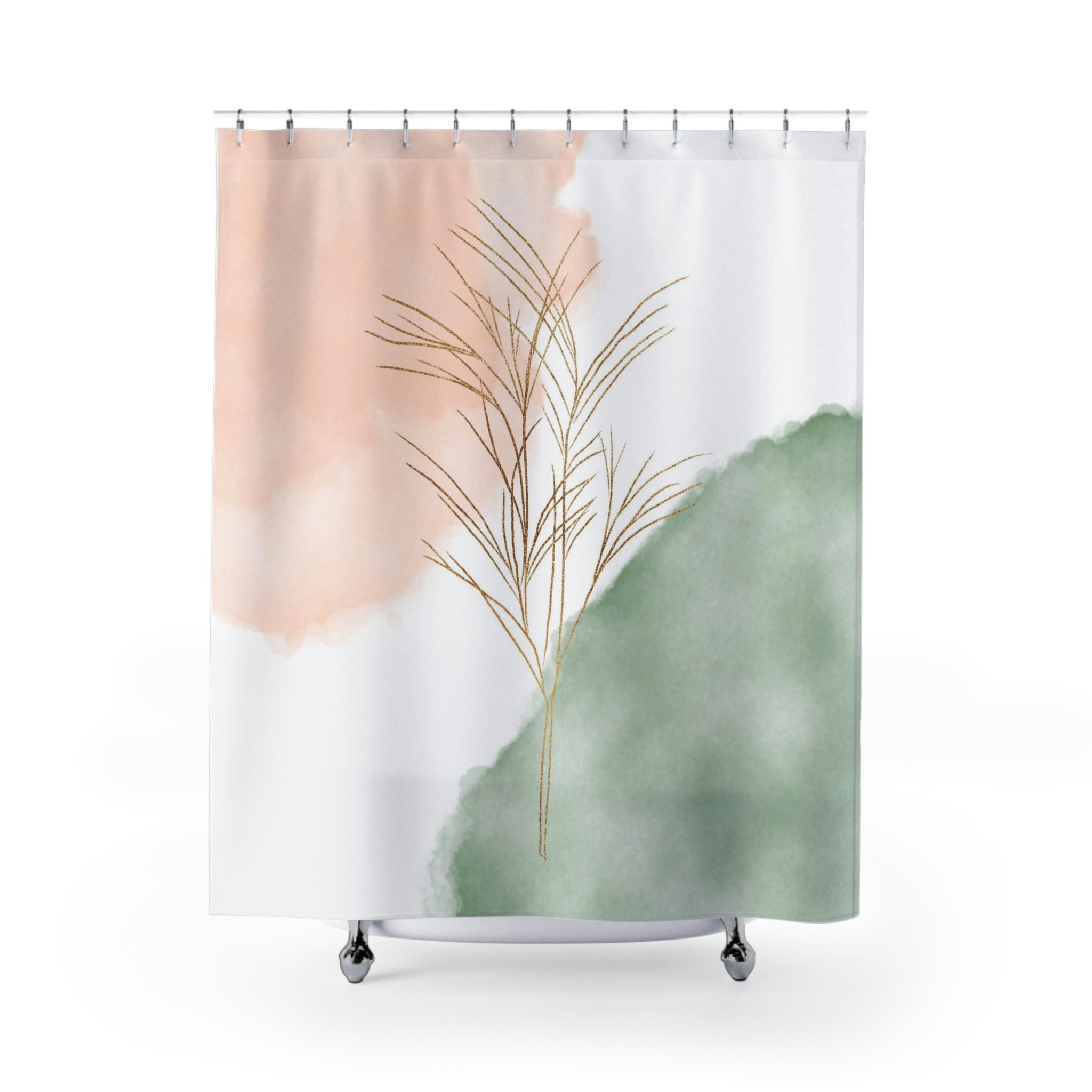 Stylish Floral Watercolor Shower Curtain For Contemporary Bathroom - Image 3