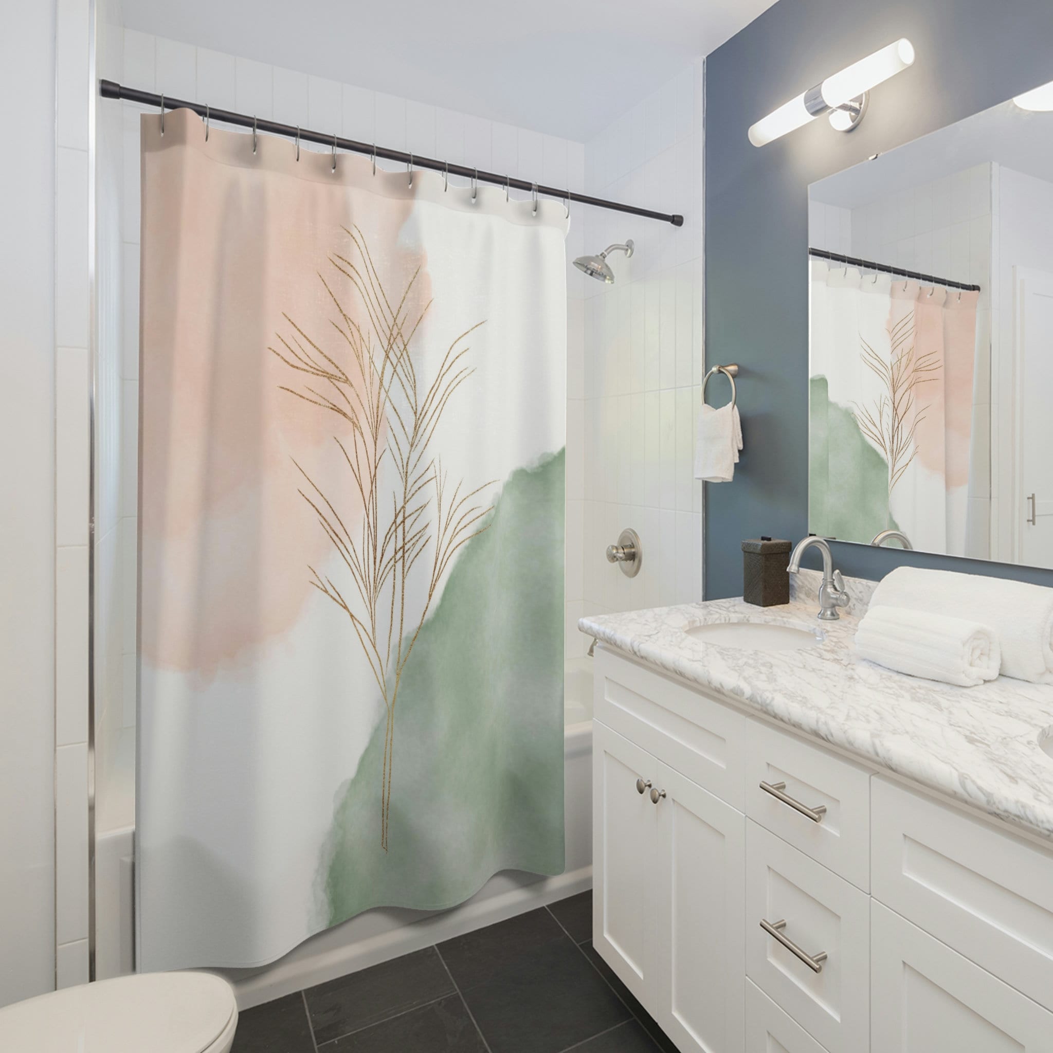 Stylish Floral Watercolor Shower Curtain For Contemporary Bathroom - Image 4