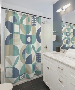 Stylish Geometric Print Shower Curtain For Contemporary Bathroom