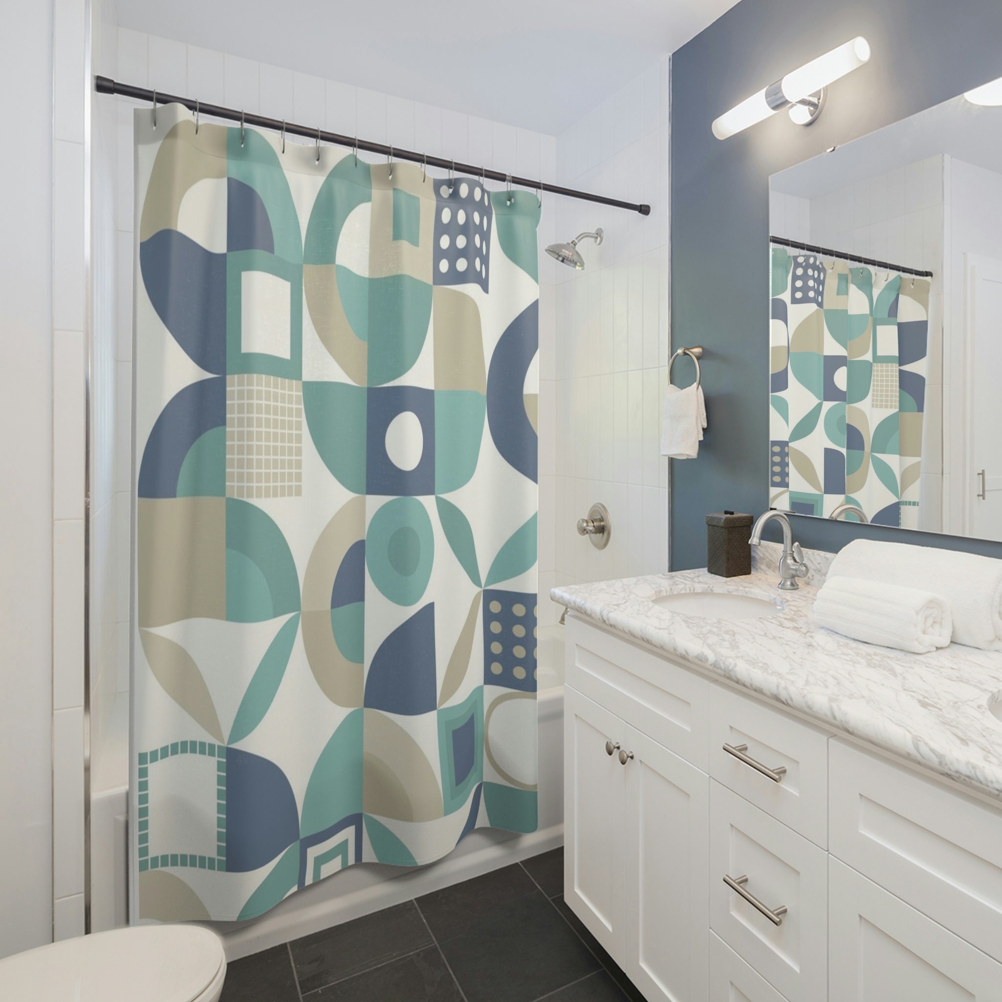 Stylish Geometric Print Shower Curtain For Contemporary Bathroom
