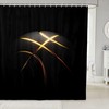 Stylish Gold Lines Print Basketball Shower Curtain for Sports Bathroom Decor