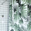 Stylish Green Palm and Banana Leaf Shower Curtain for a Chic Bathroom