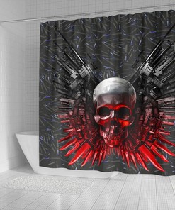 Stylish Gun And Skull Print Shower Curtain With Unique Bathroom Decor