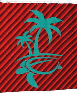 Stylish Hawaii Palm Tree And Sea Turtle Shower Curtain For Bathroom