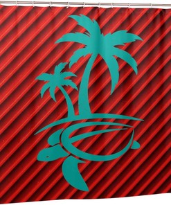 Stylish Hawaii Palm Tree And Sea Turtle Shower Curtain For Bathroom
