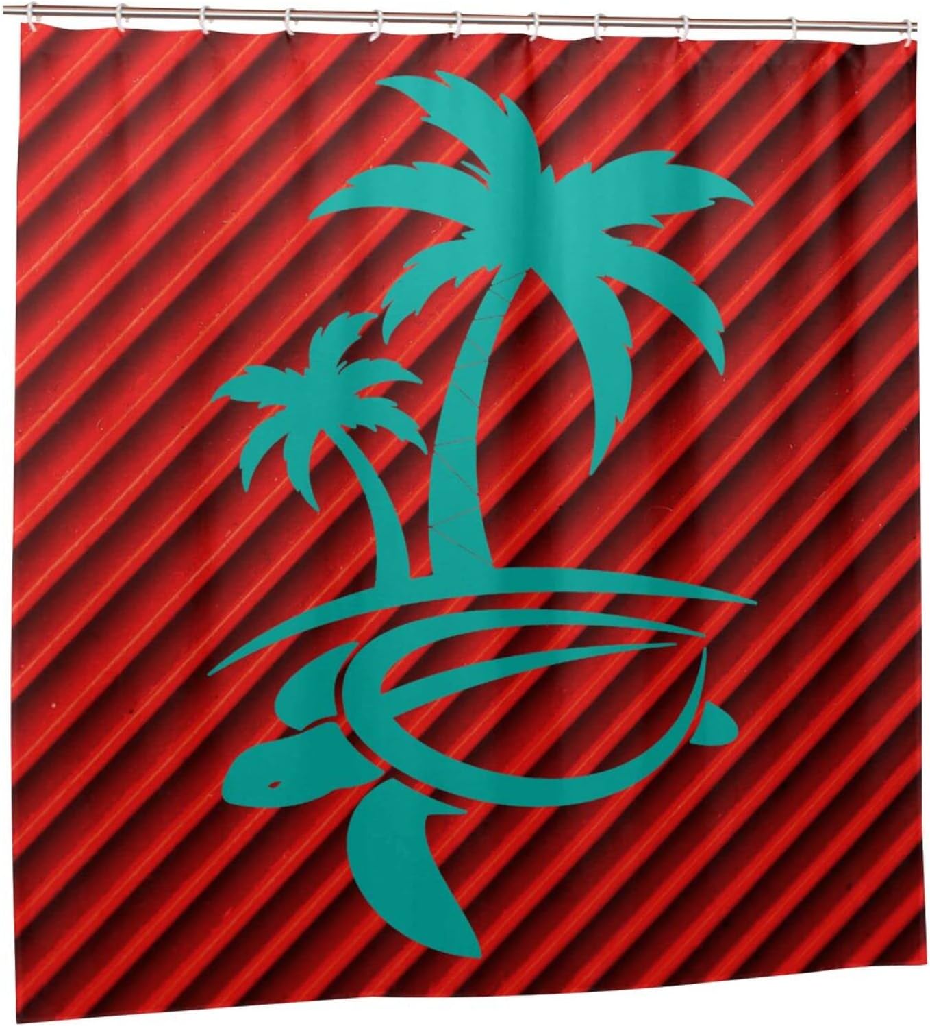 Stylish Hawaii Palm Tree And Sea Turtle Shower Curtain For Bathroom