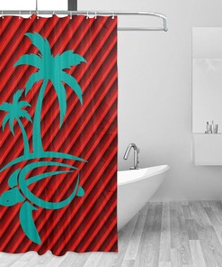 Stylish Hawaii Palm Tree And Sea Turtle Shower Curtain For Bathroom