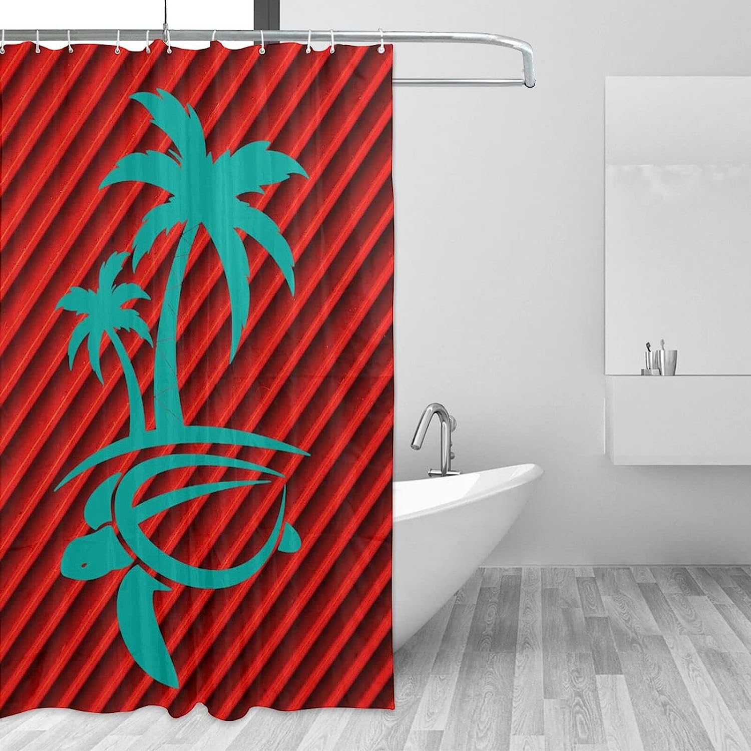 Stylish Hawaii Palm Tree And Sea Turtle Shower Curtain For Bathroom