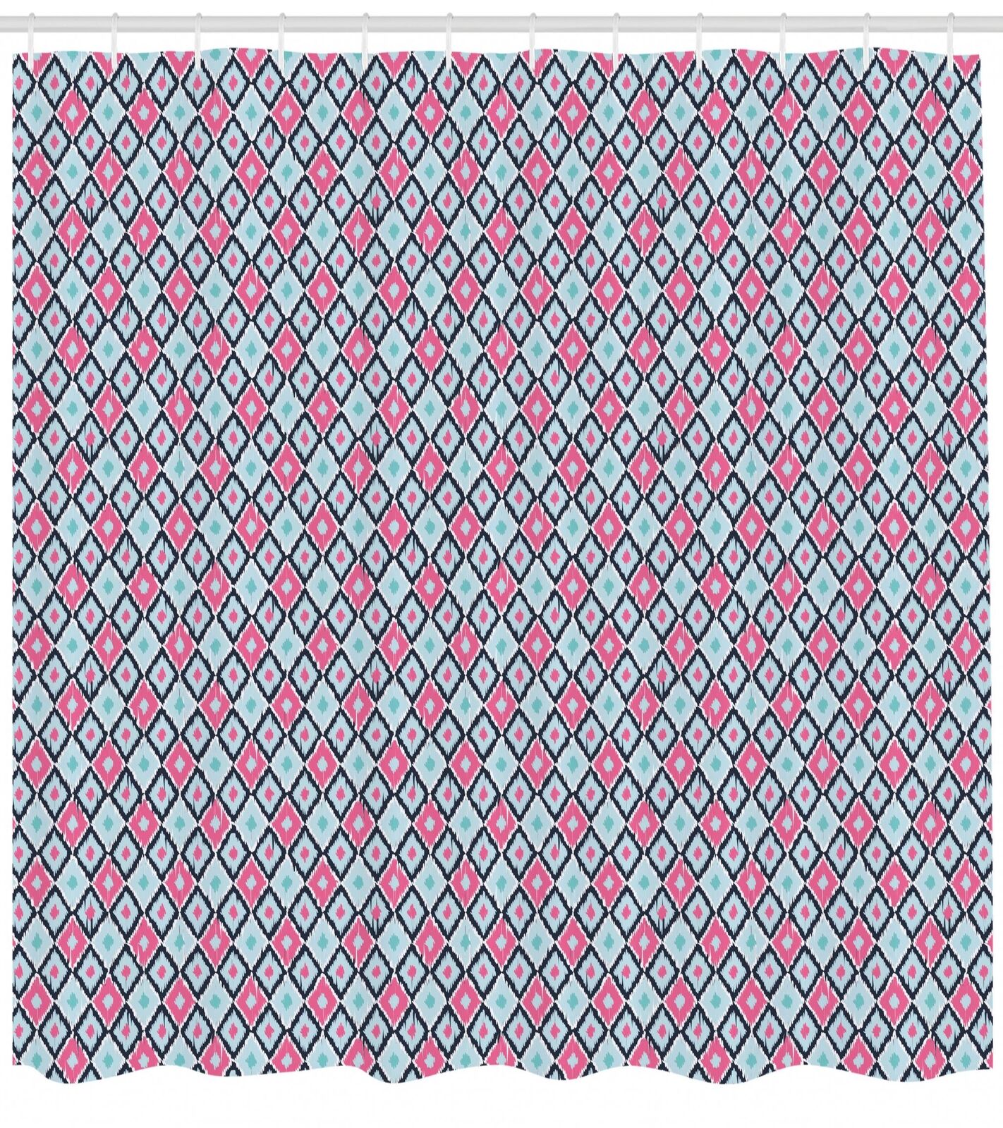 Stylish Ikat Pattern Fabric Shower Curtain for Modern Bathroom Decor