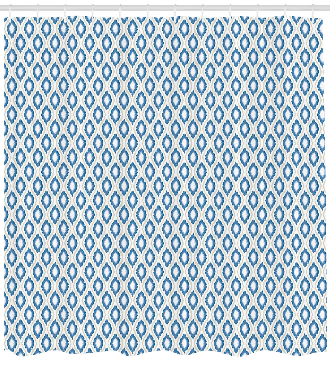 Stylish Ikat Pattern Fabric Shower Curtain for Modern Bathroom Decor